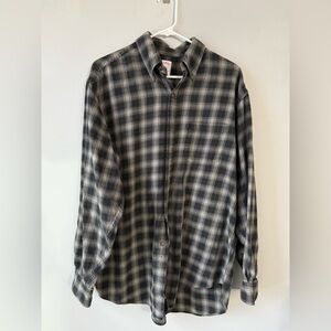 Brooks Brothers Flannel Plaid Button Down Dress Shirt Casual Green Gray Beige L